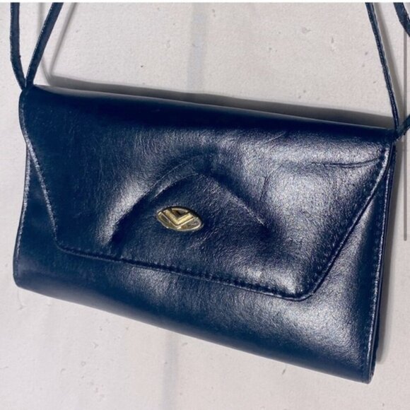 Vintage Navy Blue Cross Body Bag Shoulder Bag Clutch Purse - Picture 2 of 12